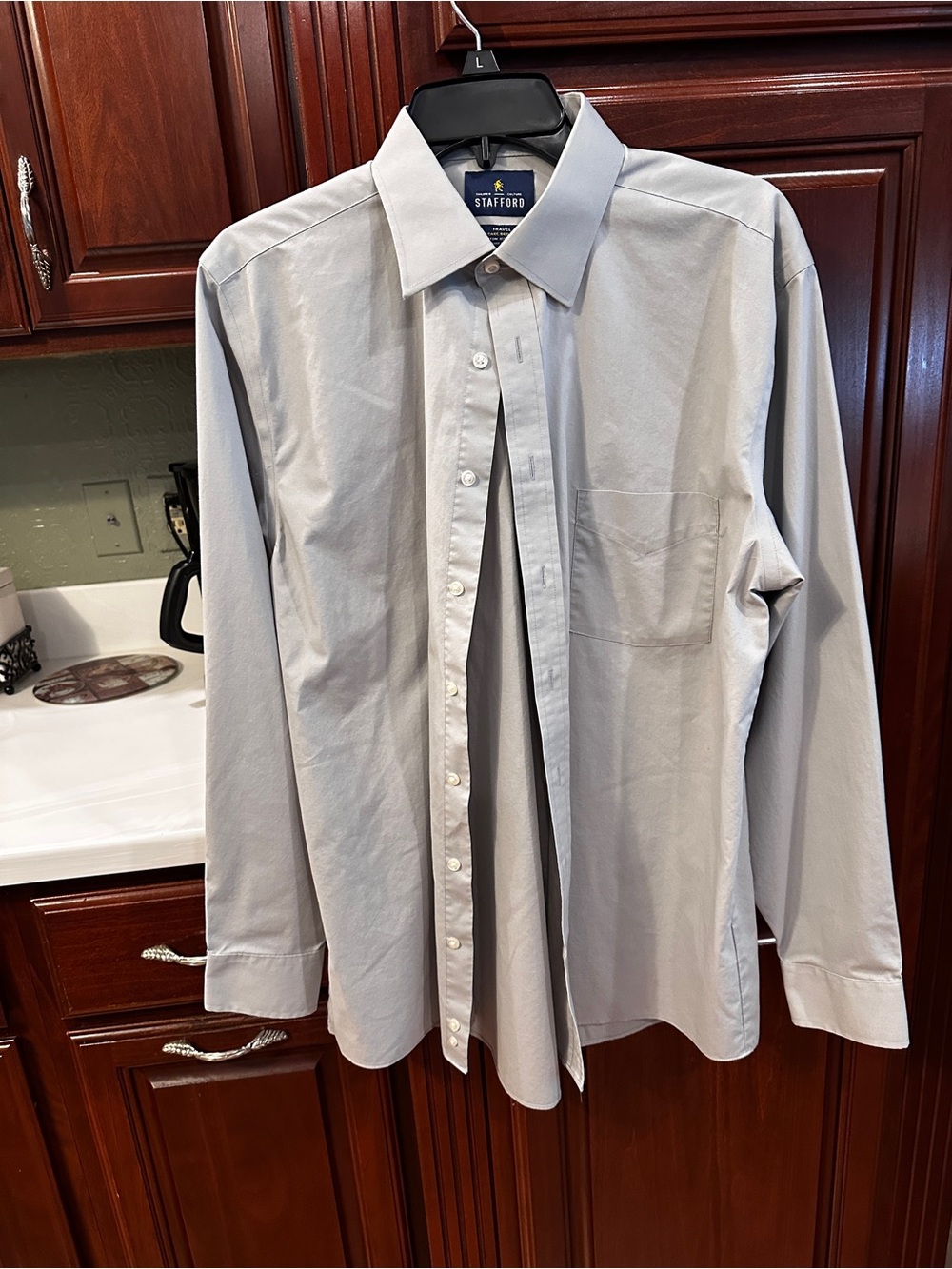 Stafford Men's Light Gray Dress Shirt - Classic Button-Down 16 34-35